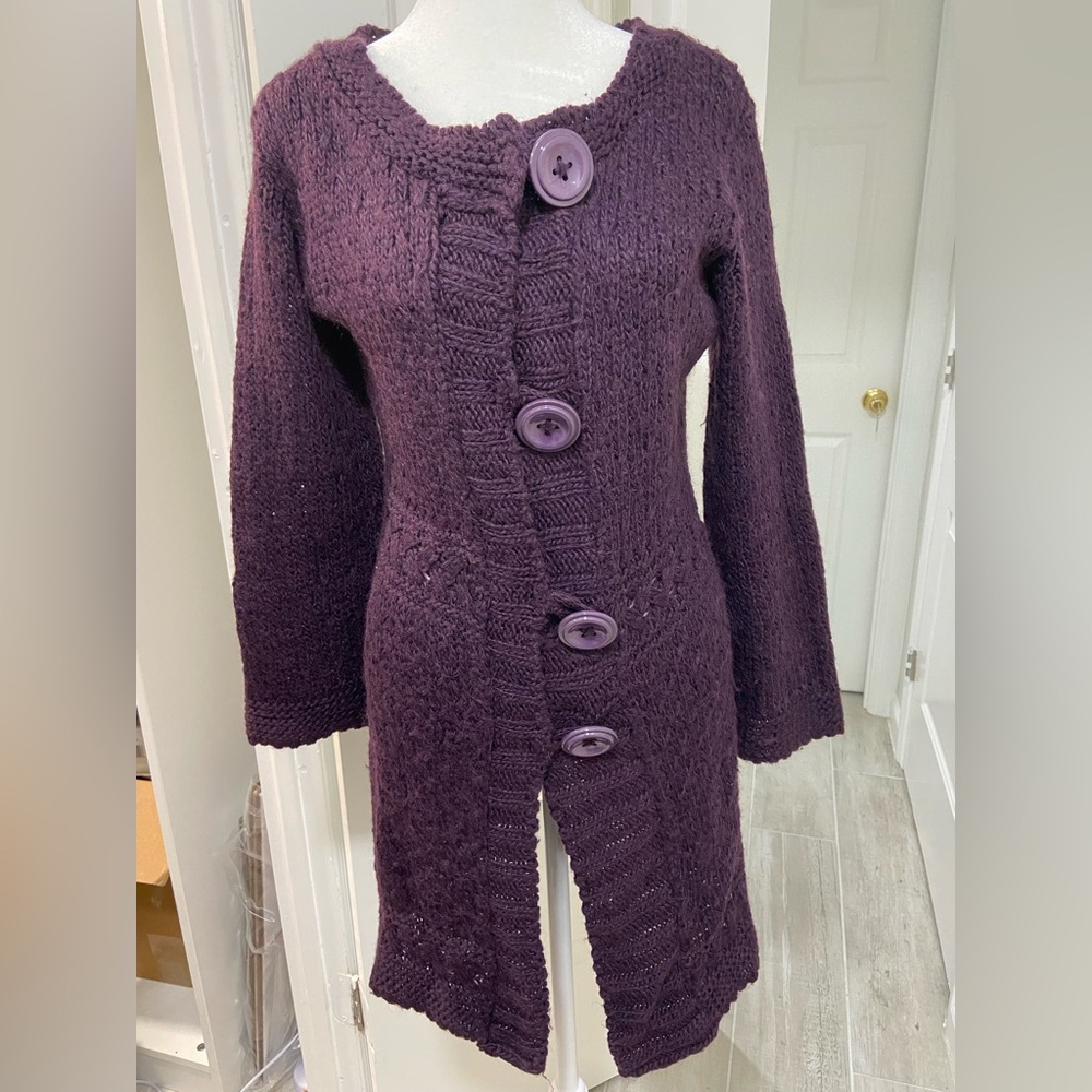 Women's Purple Button-Up Sweater Cardigan Size S/M